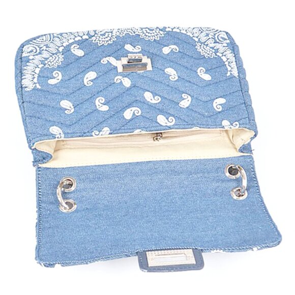 BNWT Paisley Bandana Printed Quilted Denim Crossbody Swing Bag - Picture 3 of 5